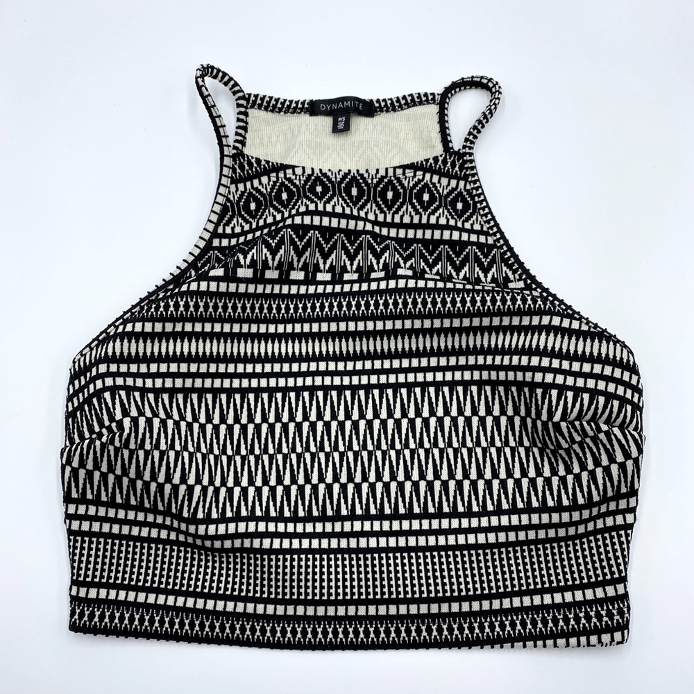 Dynamite Black and White Crop Top Tank Night Out